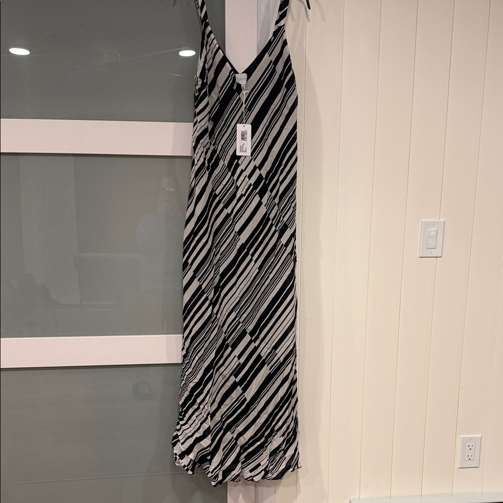 Johnny Was Black and White Striped Maxi Dress